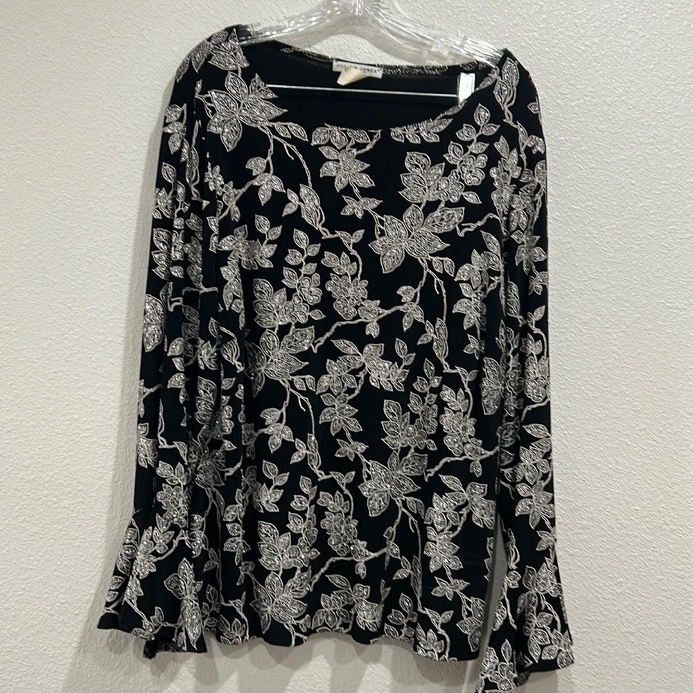 Jillian Jones Sparkle Bell Sleeve Womens Top SZ 2X